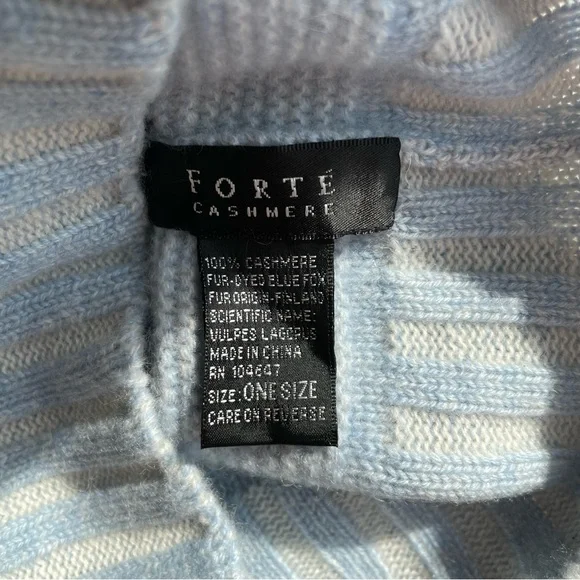 Forte Cashmere 100% Cashmere Knit Beanie w/ Real Fox Fur Pom  display picture 2